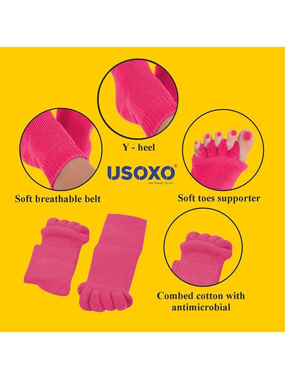 women solid five toe separater alignment socks - 22019695 - Standard Image - 3