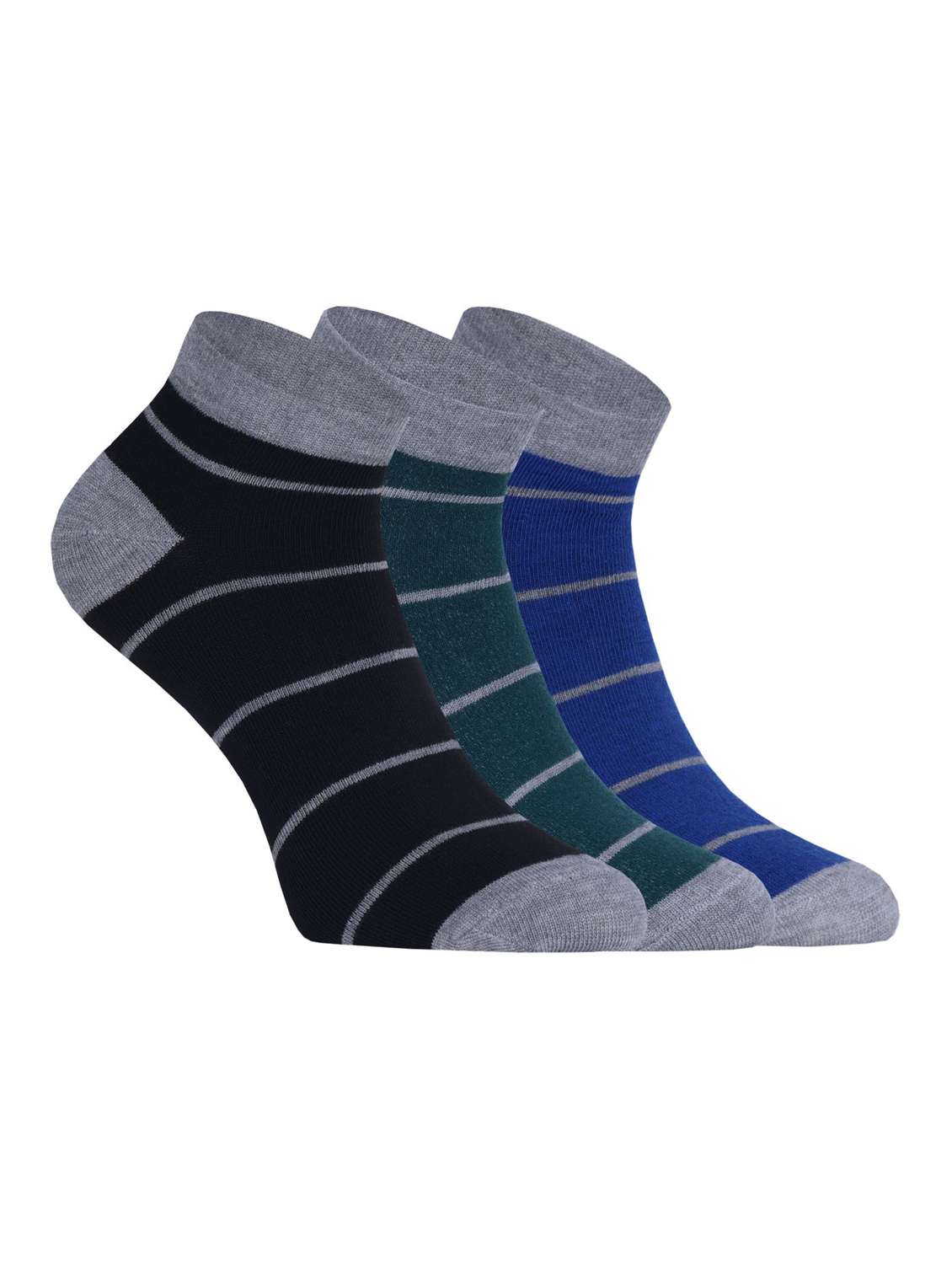 pack of 3 striped ankle length socks