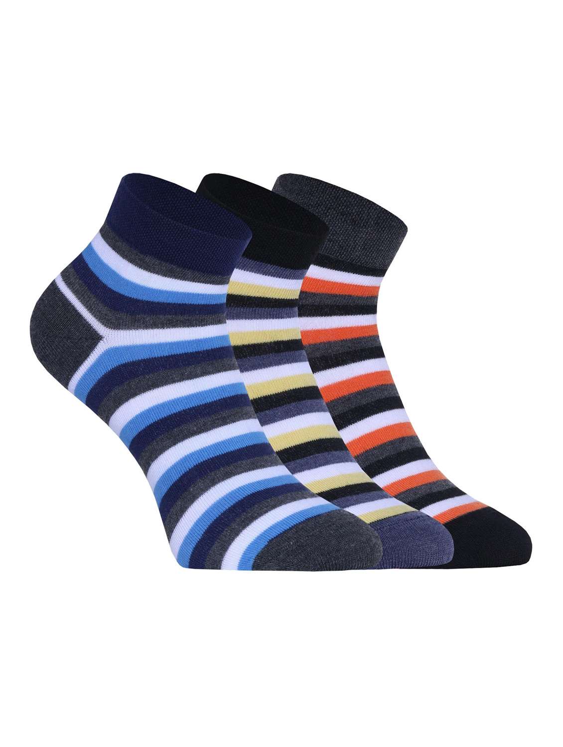 pack of 3 striped ankle length socks