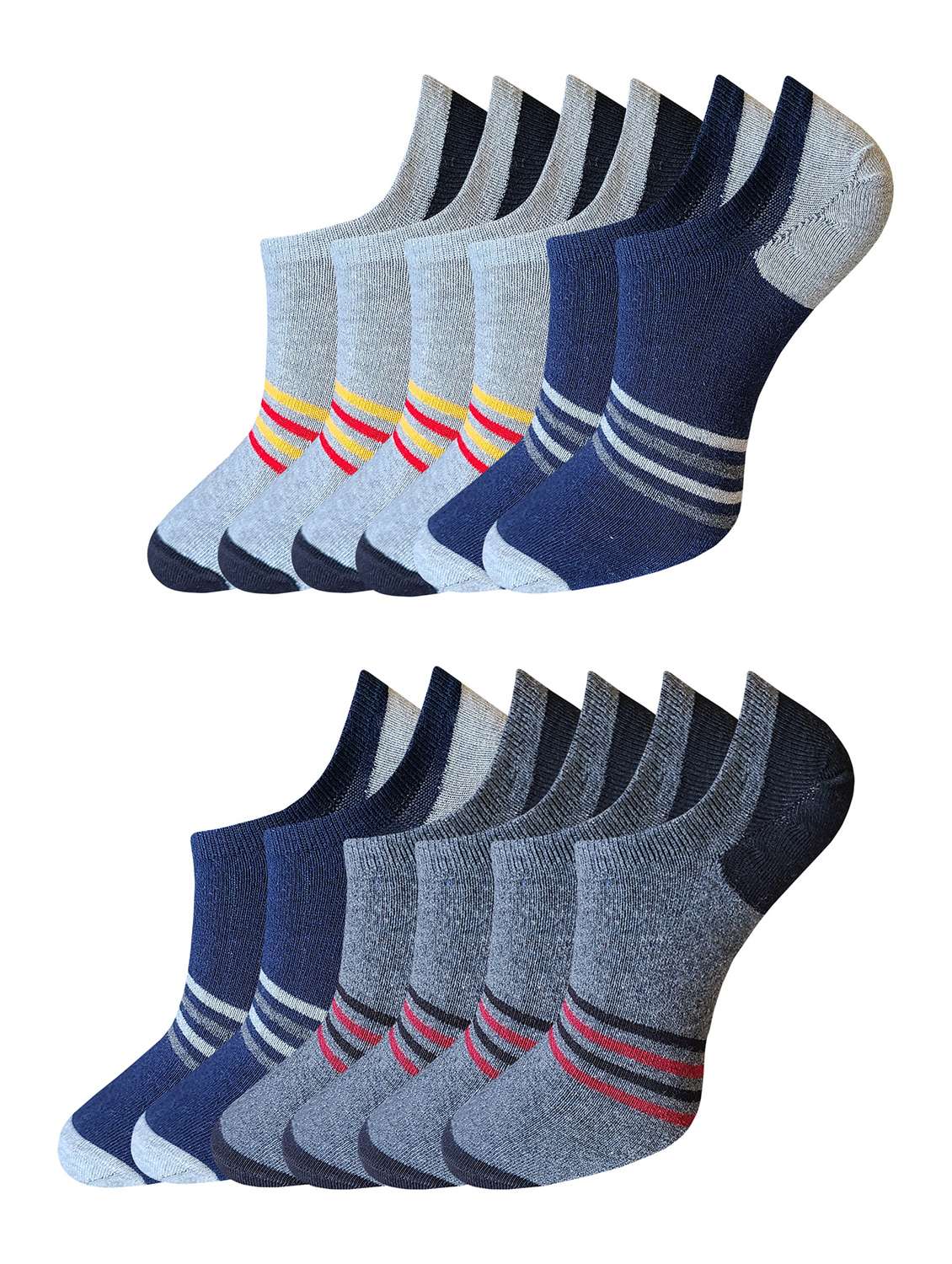 pack of 12 striped no show socks