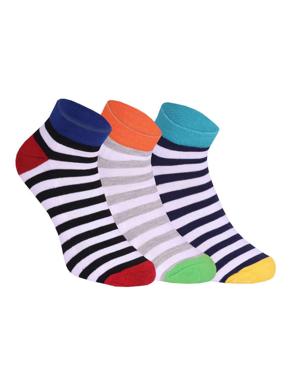 pack of 3 striped ankle length socks 