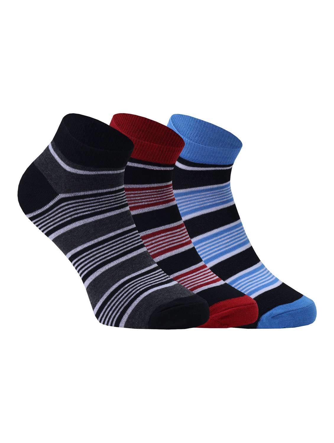  pack of 3 striped ankle length socks 
