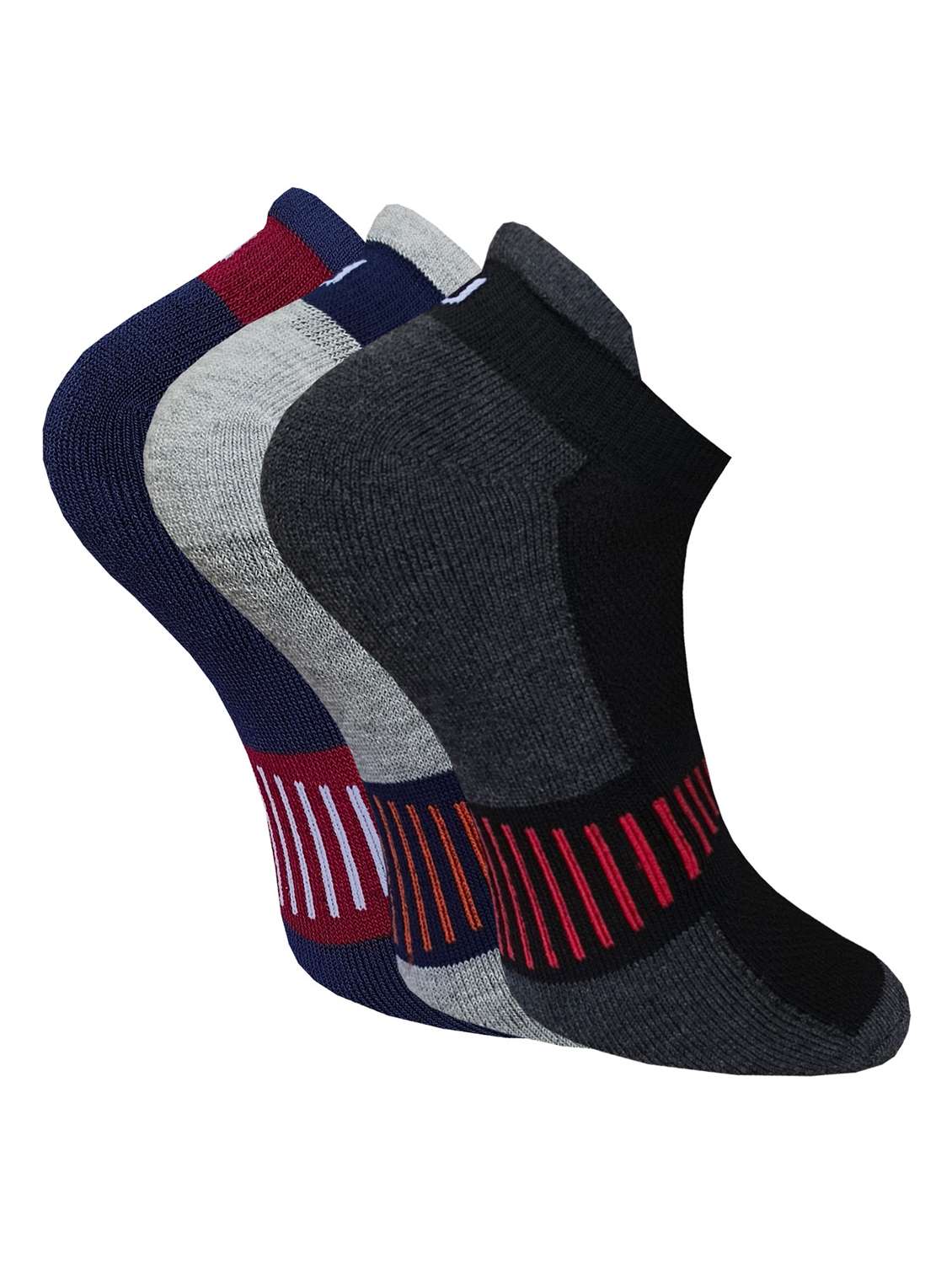 pack of 3 striped ankle length socks