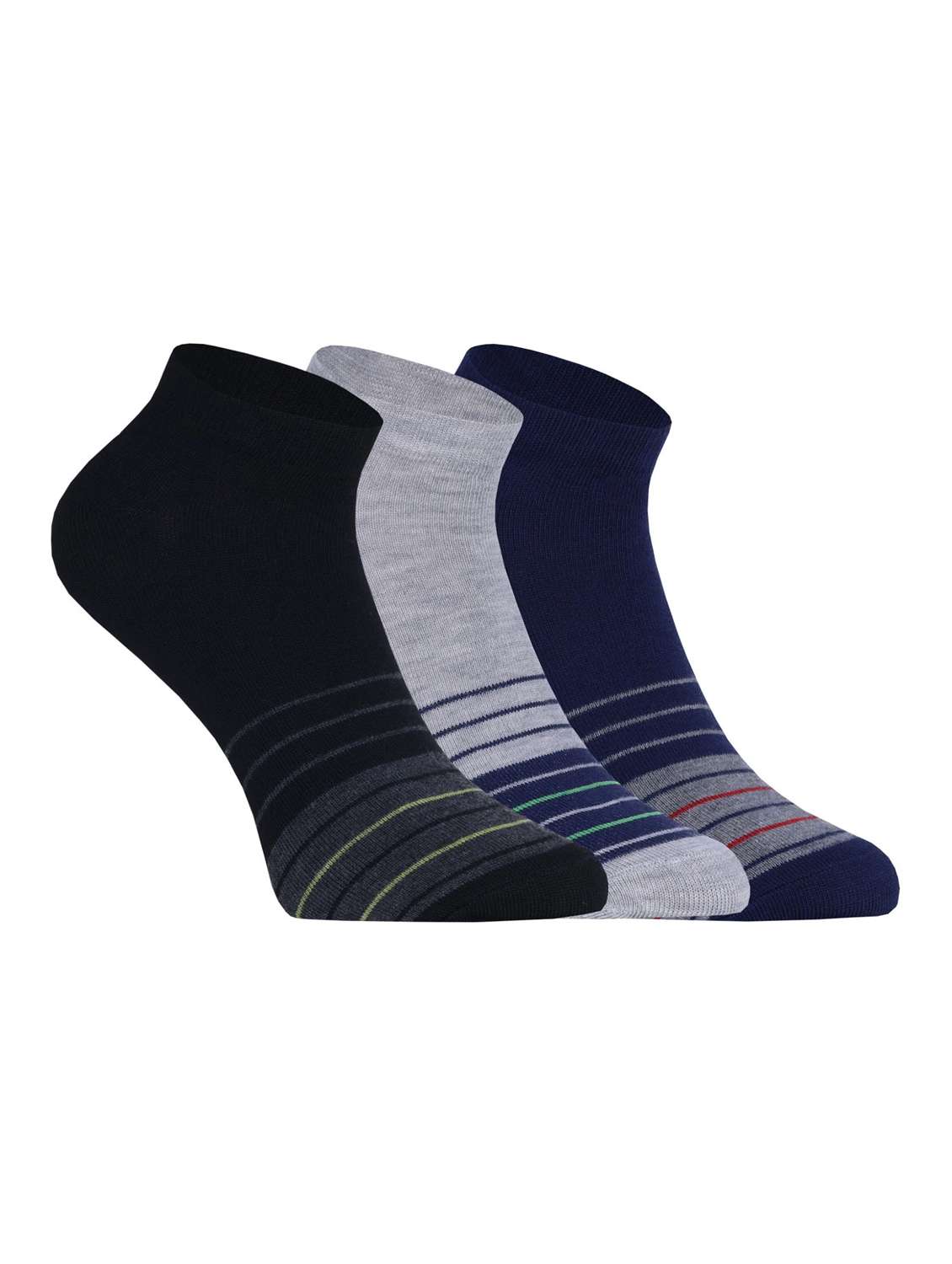 pack of 3 striped ankle length socks