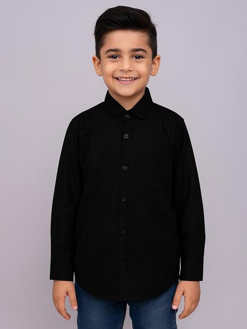 black cotton blend shirt - 22019953 -  Standard Image - 0
