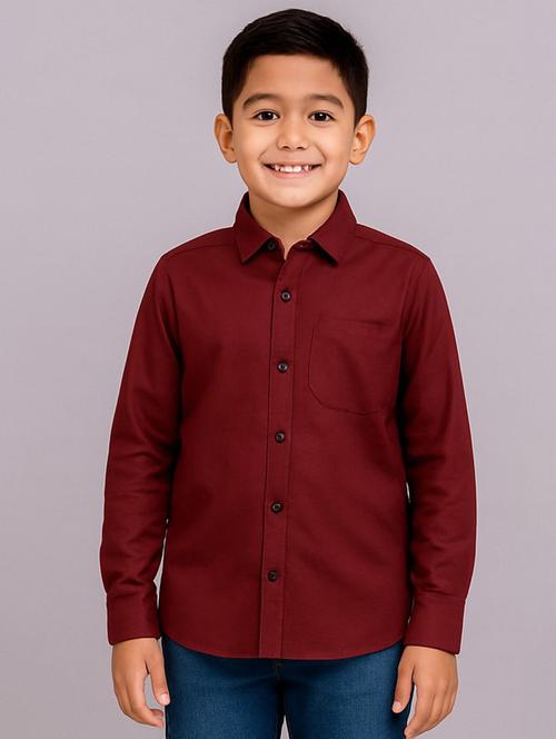 boys solid collared long sleeve shirt - 22019955 -  Standard Image - 0