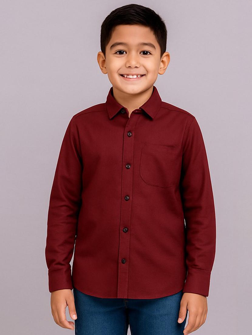 boys solid collared long sleeve shirt - 22019955 -  Zoom Image - 0