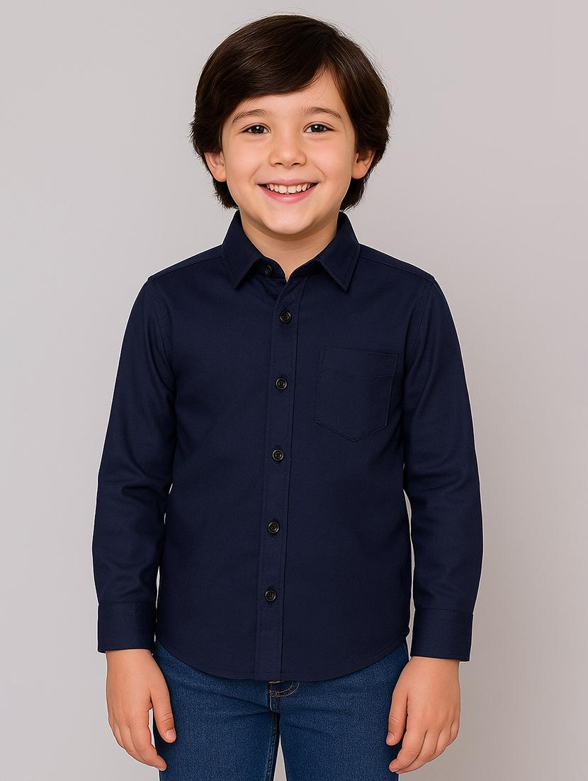 boys solid collared long sleeve shirt - 22019956 -  Zoom Image - 0