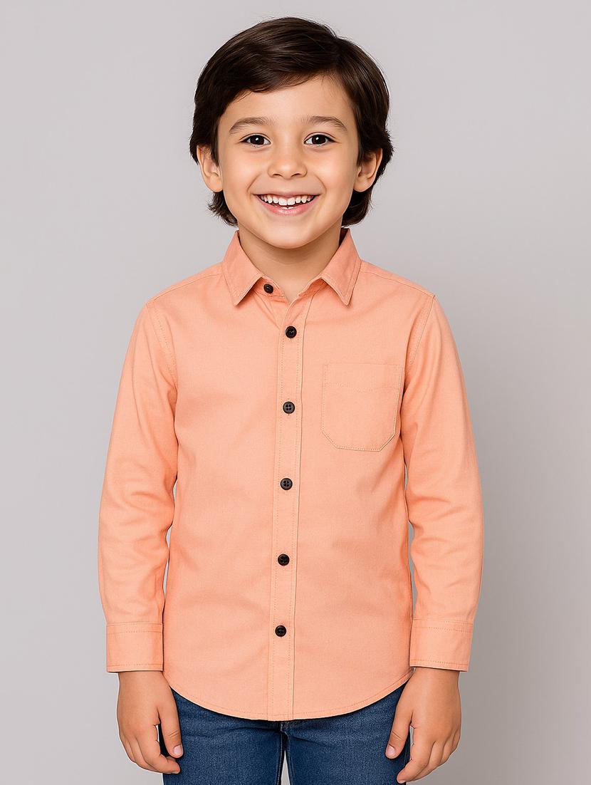 boys solid collared long sleeve shirt - 22019957 -  Zoom Image - 0