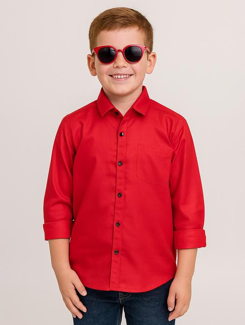 boys solid collared long sleeve shirt - 22019958 -  Standard Image - 0