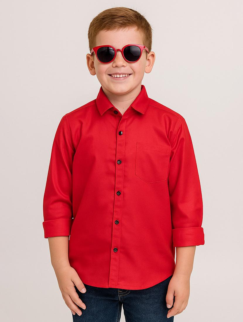 boys solid collared long sleeve shirt - 22019958 -  Zoom Image - 0