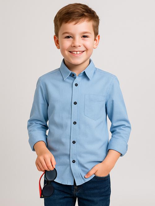light blue cotton blend shirt - 22019959 -  Standard Image - 0