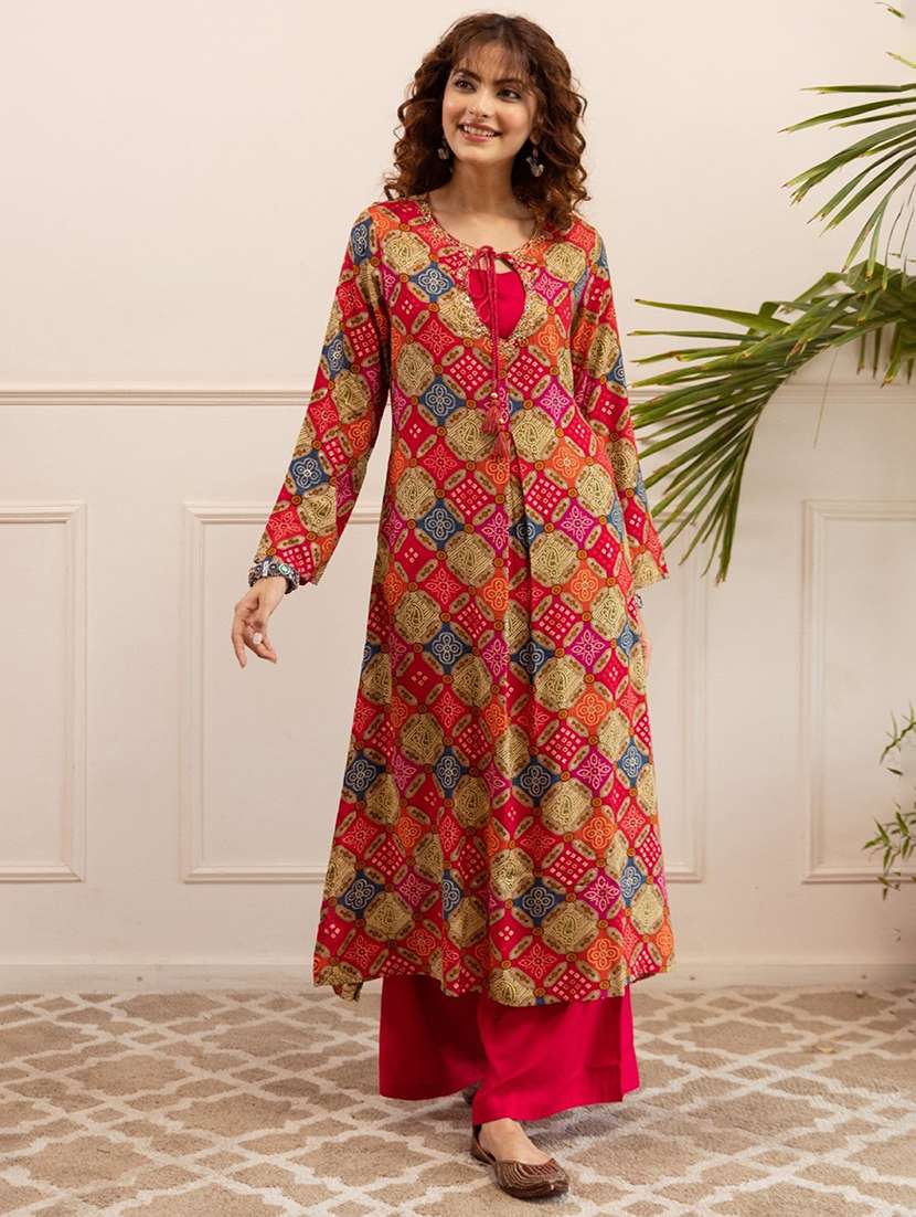 women printed long sleeve kurta palazzo set - 22019974 - Zoom Image - 0