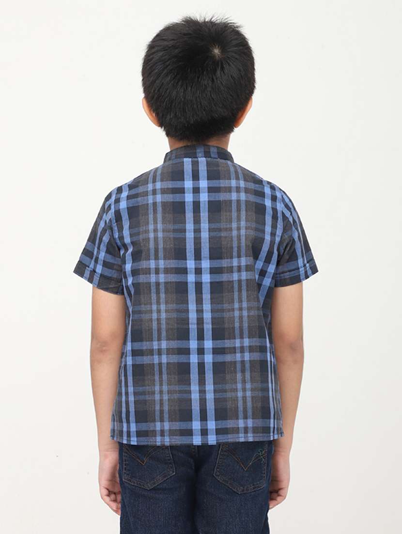 boys checkered short sleeve short kurta - 22020017 -  Standard Image - 3