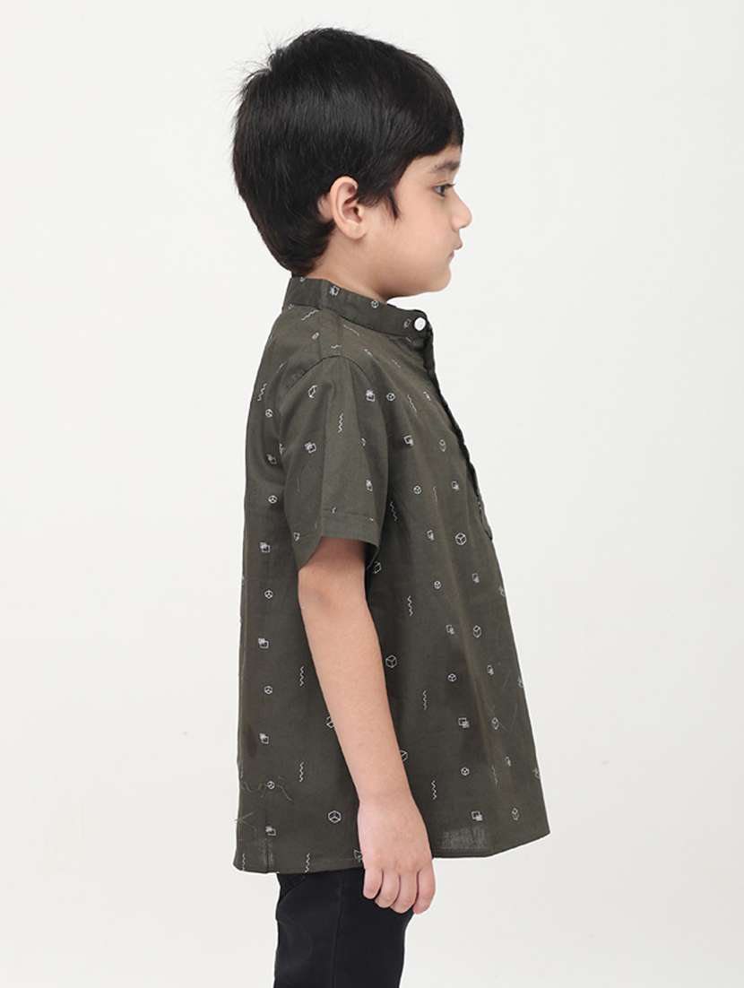 boys printed short sleeve short kurta - 22020019 -  Standard Image - 3