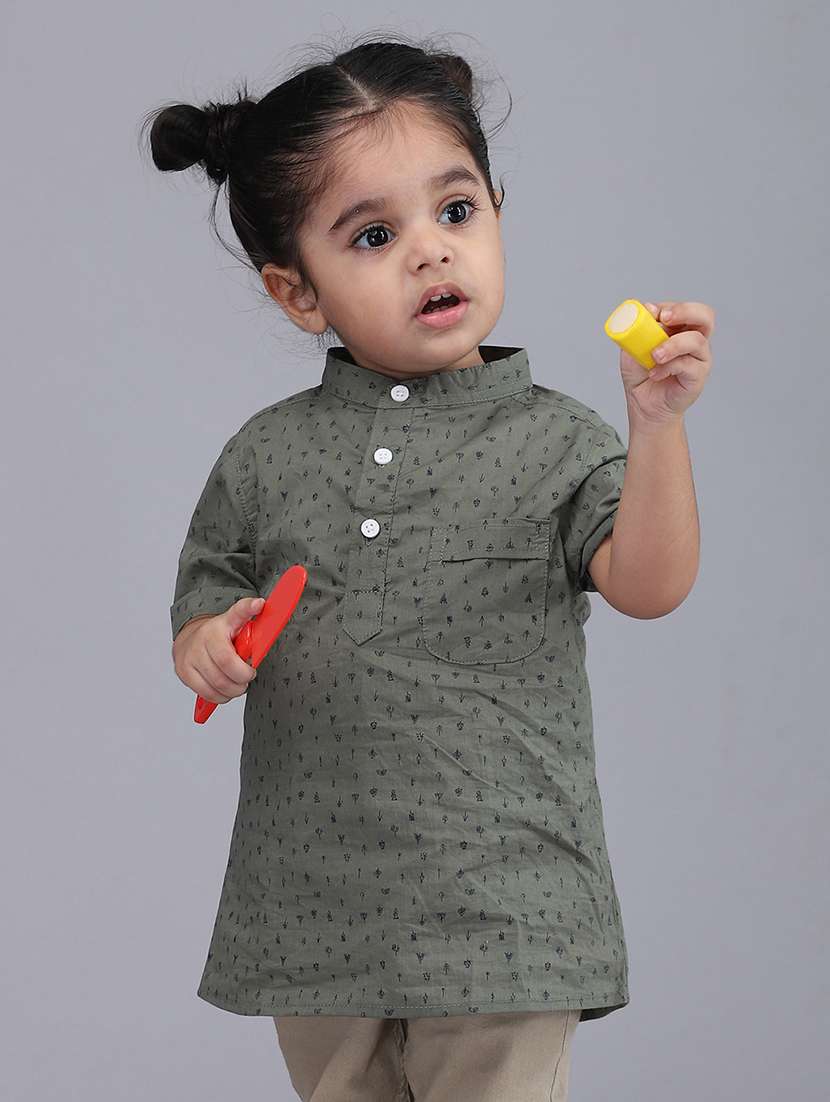 boys printed mandarin collar kurta