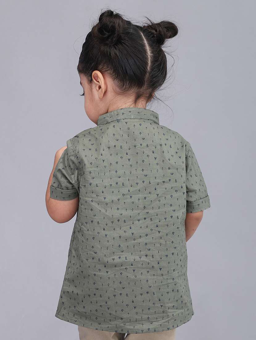 boys printed mandarin collar kurta - 22020028 -  Standard Image - 3