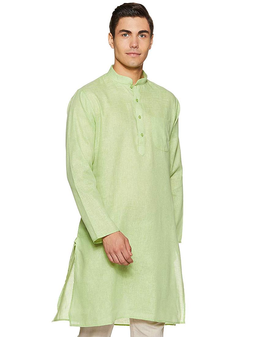 men solid mandarin neck long sleeve kurta - 22020034 -  Zoom Image - 0