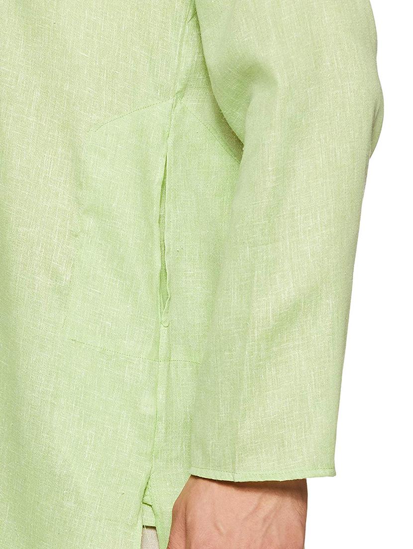 men solid mandarin neck long sleeve kurta - 22020034 - Standard Image - 3