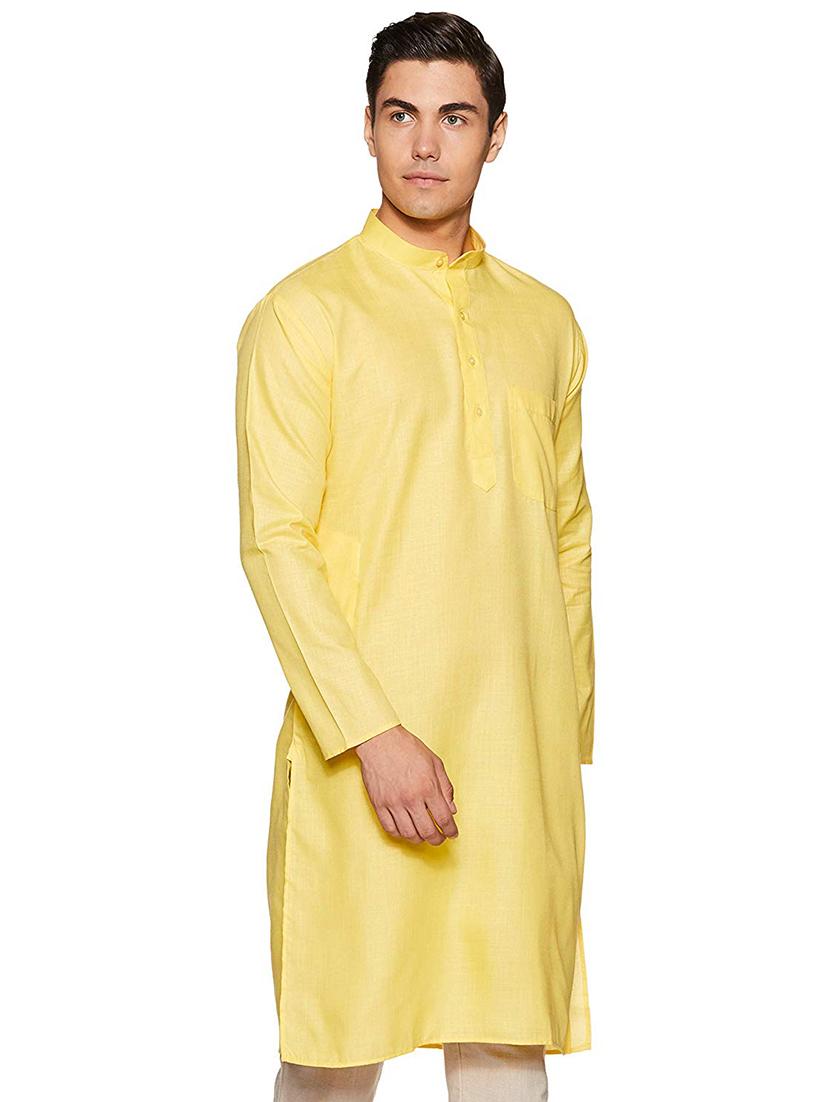 men solid mandarin neck long sleeve kurta