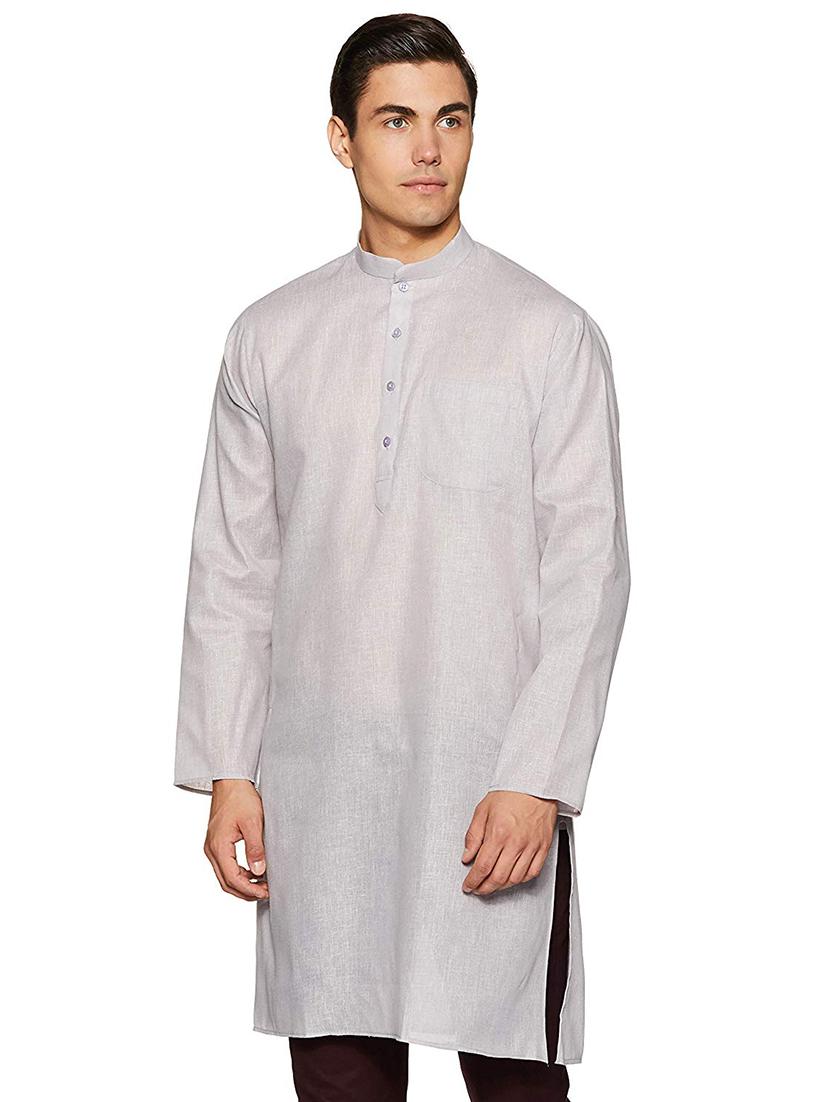 men solid mandarin neck long sleeve kurta