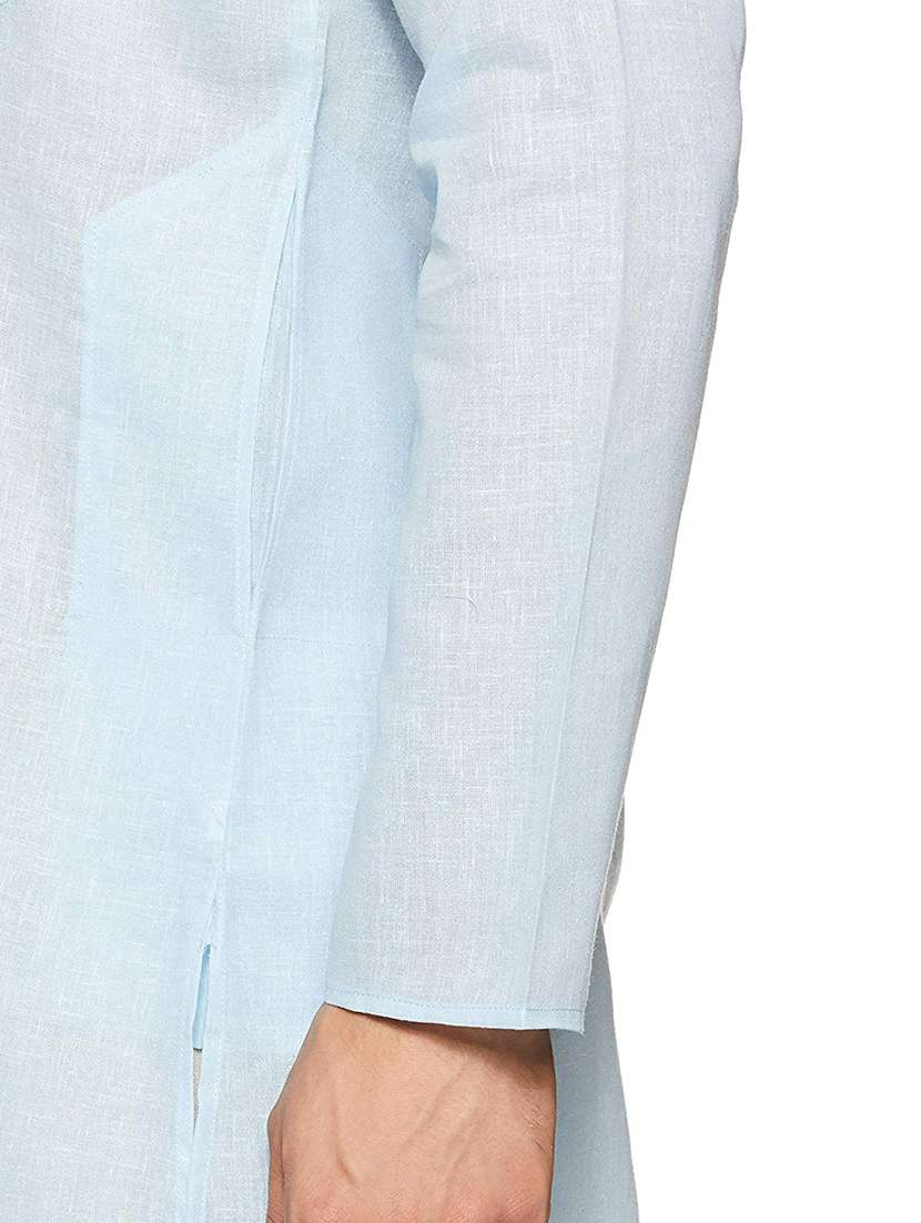 men solid mandarin neck long sleeve kurta - 22020040 - Standard Image - 3