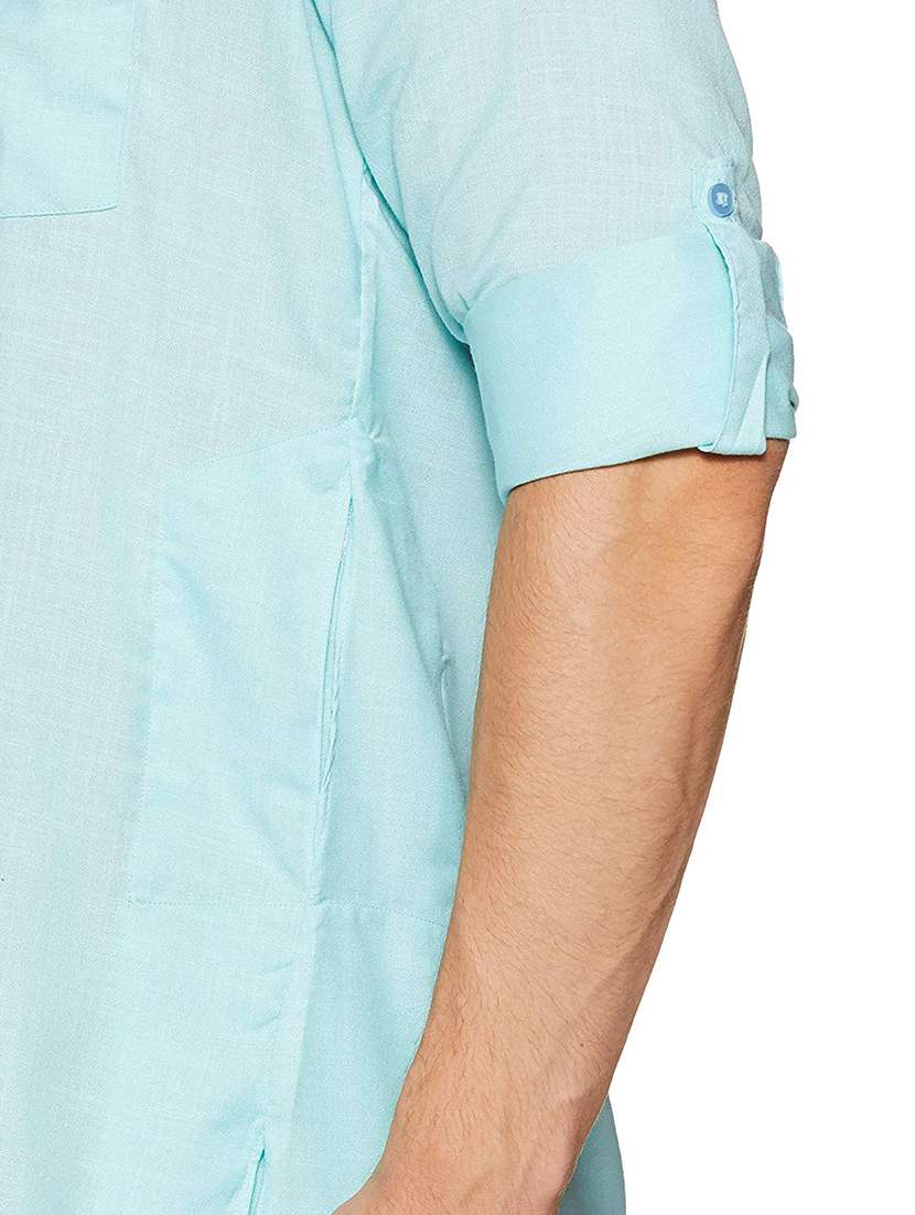 men solid long sleeve pathani kurta - 22020041 - Standard Image - 3