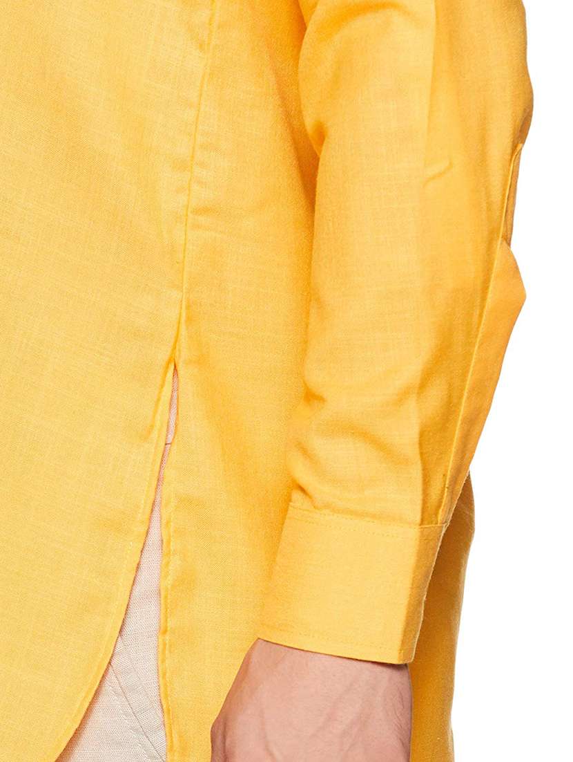 men solid collared long sleeve short kurta - 22020042 - Standard Image - 3