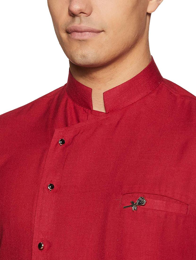 men solid long sleeve asymmetric kurta - 22020046 - Standard Image - 3
