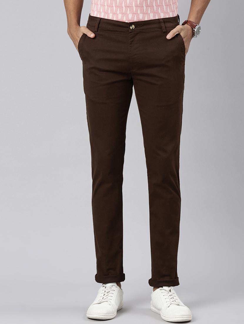 men solid mid rise flat front casual chinos 