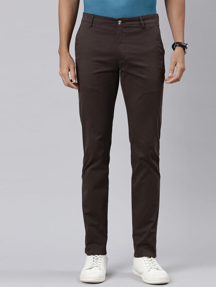 men solid mid rise flat front casual chinos 