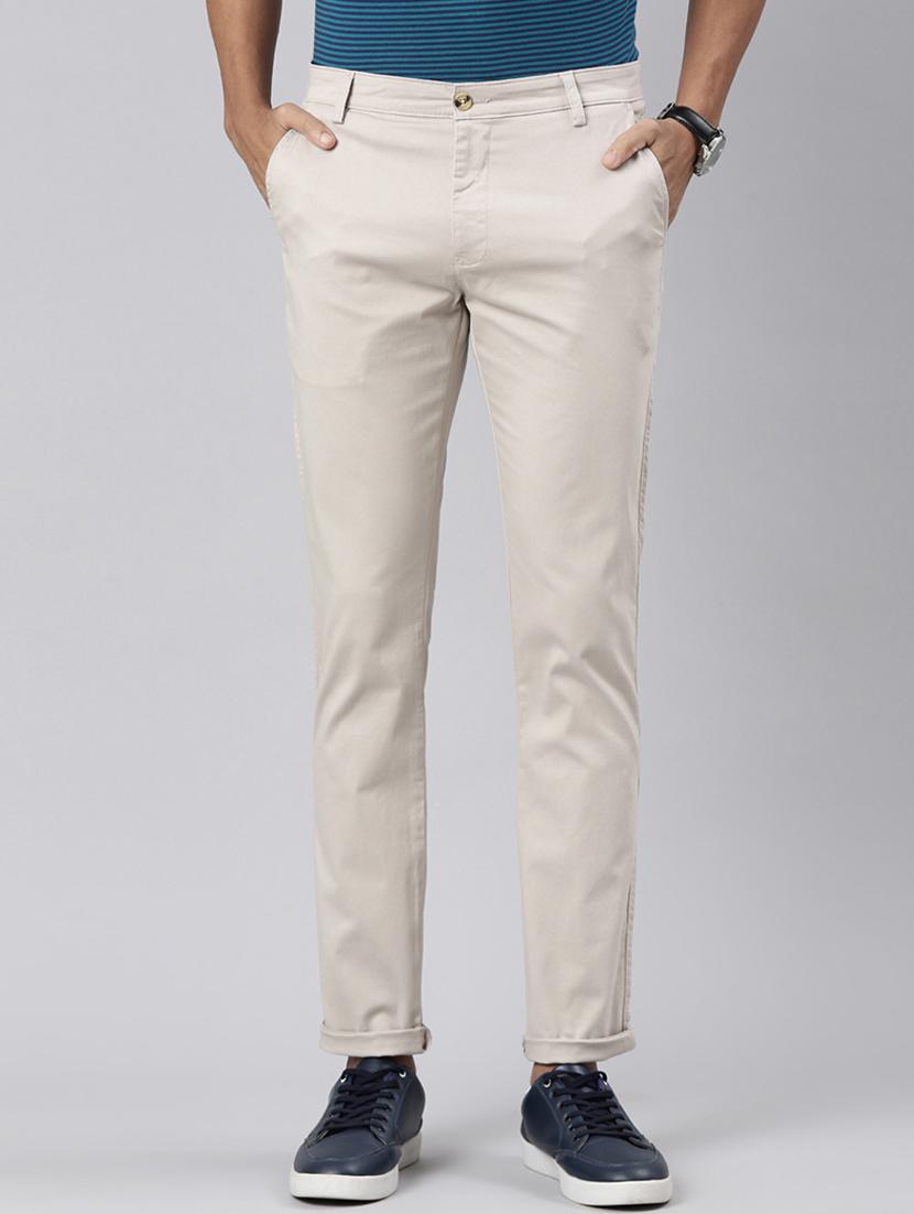 men solid mid rise flat front casual chinos 