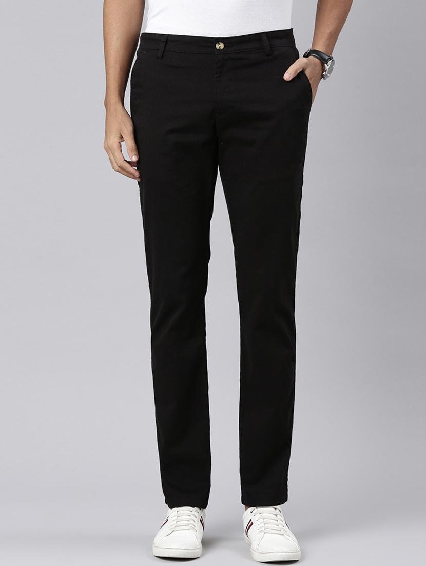 men solid mid rise flat front casual chinos 