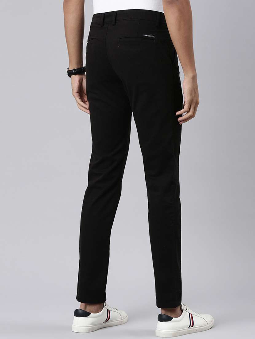 men solid mid rise flat front casual chinos  - 22020176 -  Standard Image - 3