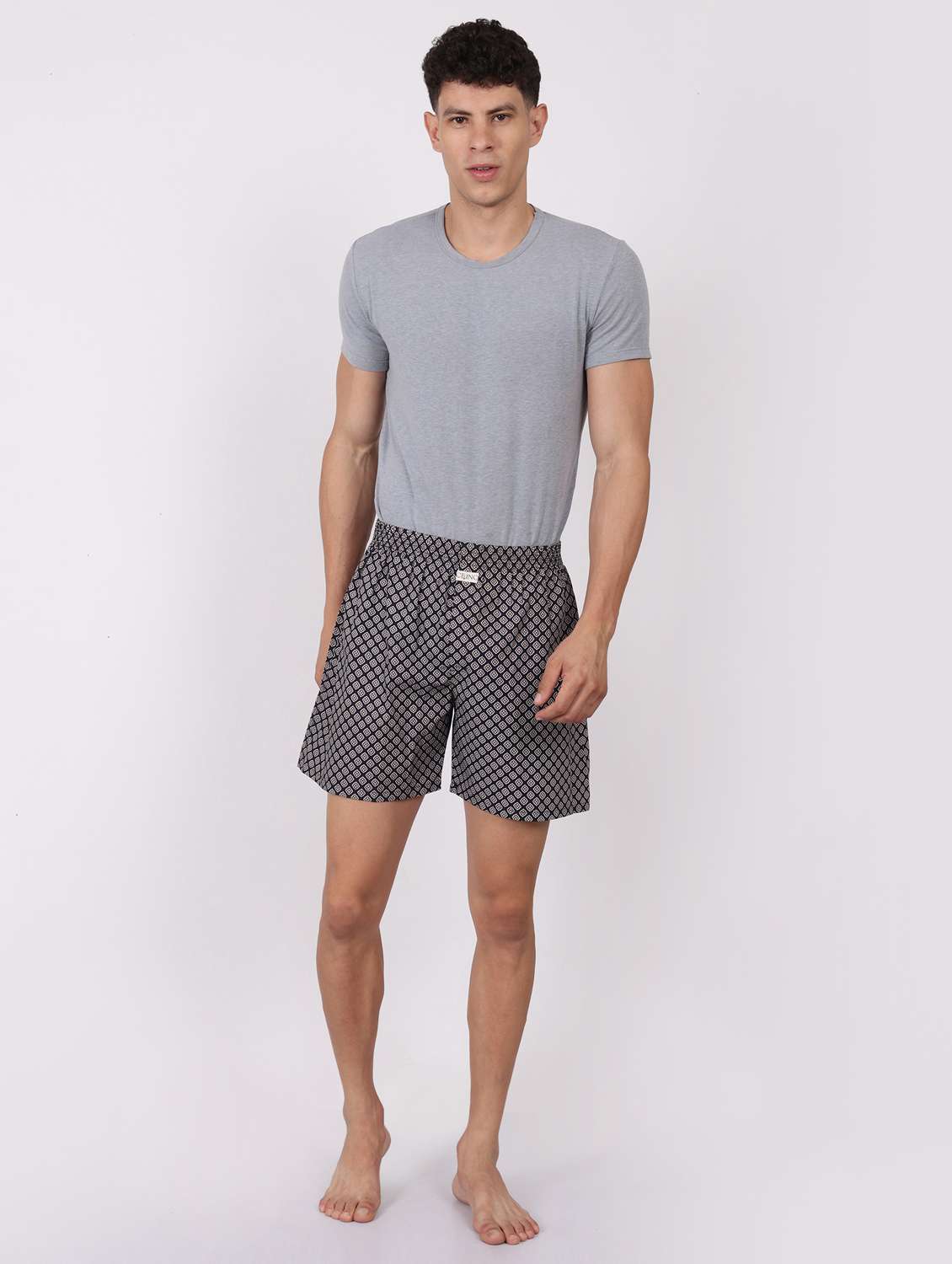 men printed mid rise loungewear boxer - 22020292 -  Standard Image - 5