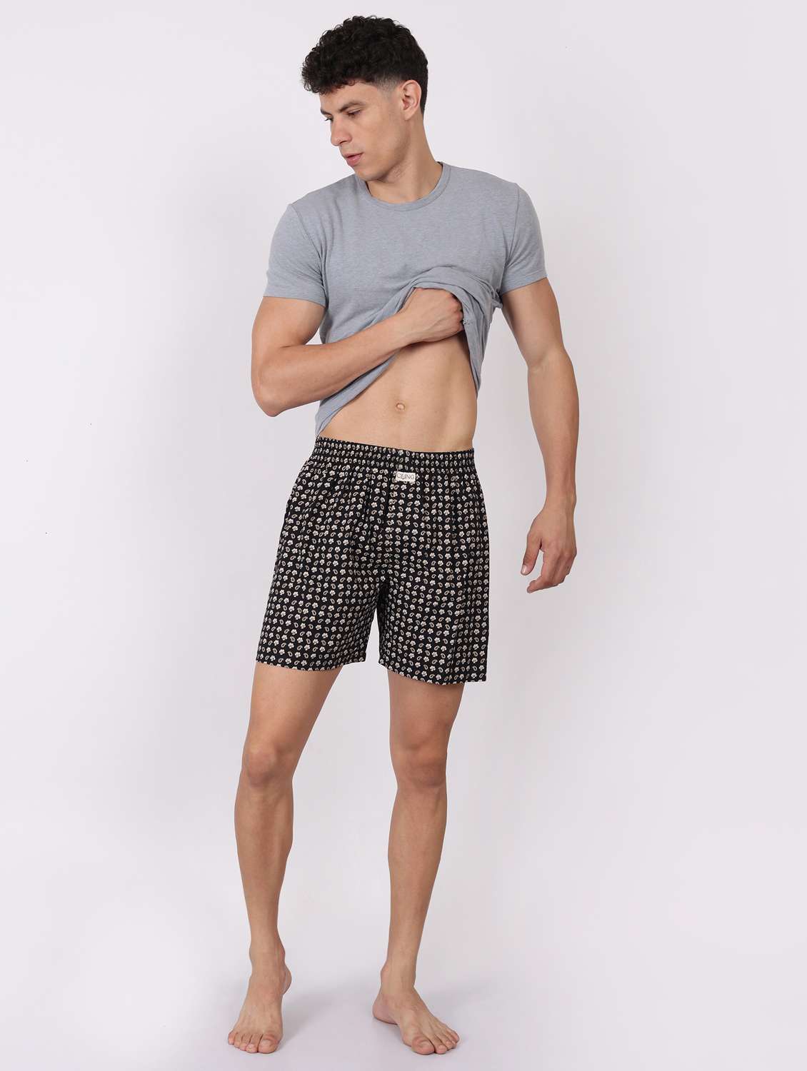men printed mid rise loungewear boxer - 22020293 -  Standard Image - 5