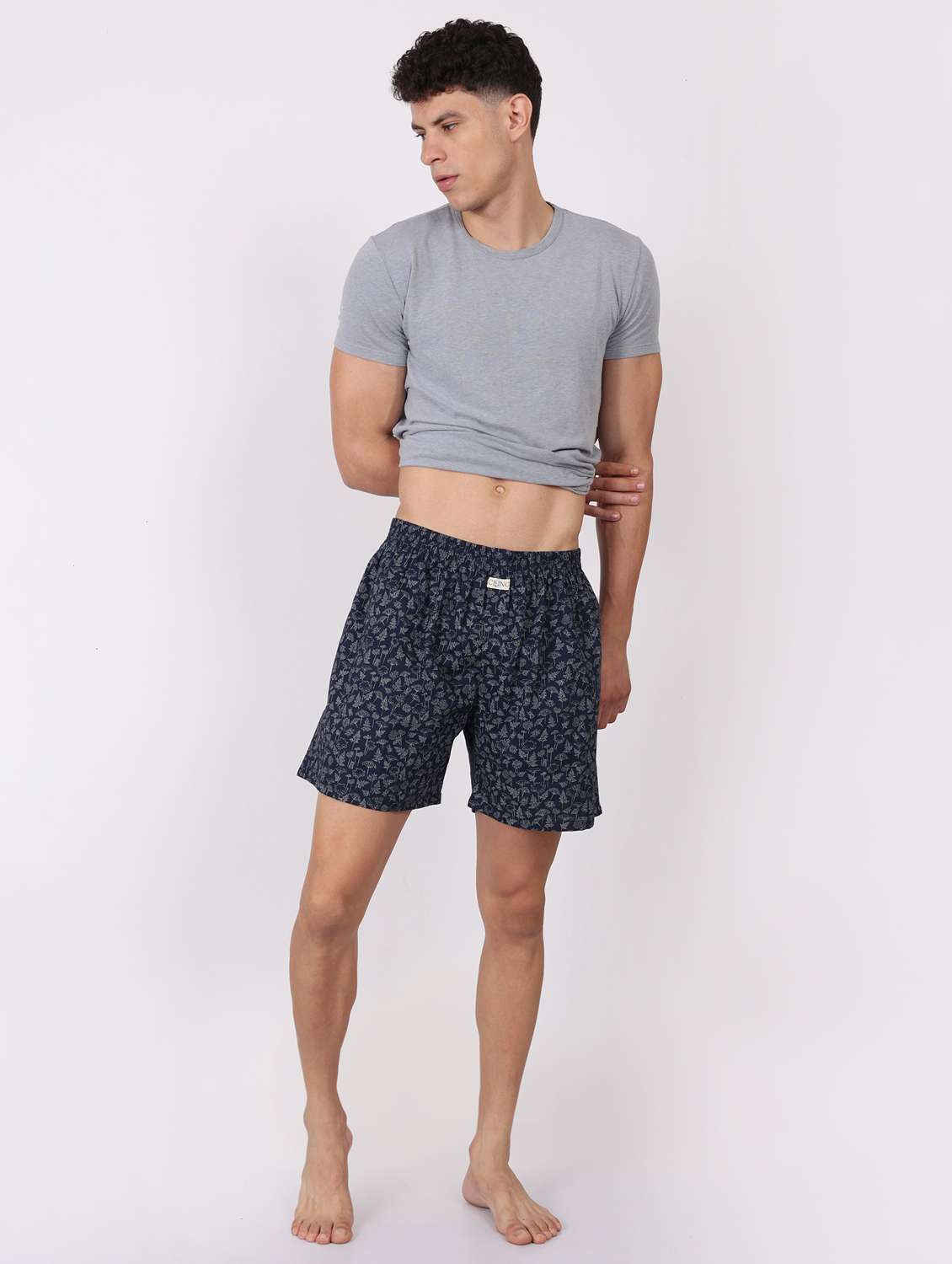 men printed mid rise loungewear boxer - 22020294 -  Standard Image - 3