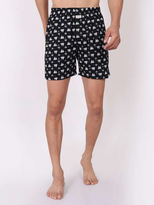 men printed mid rise loungewear boxer - 22020296 -  Standard Image - 0