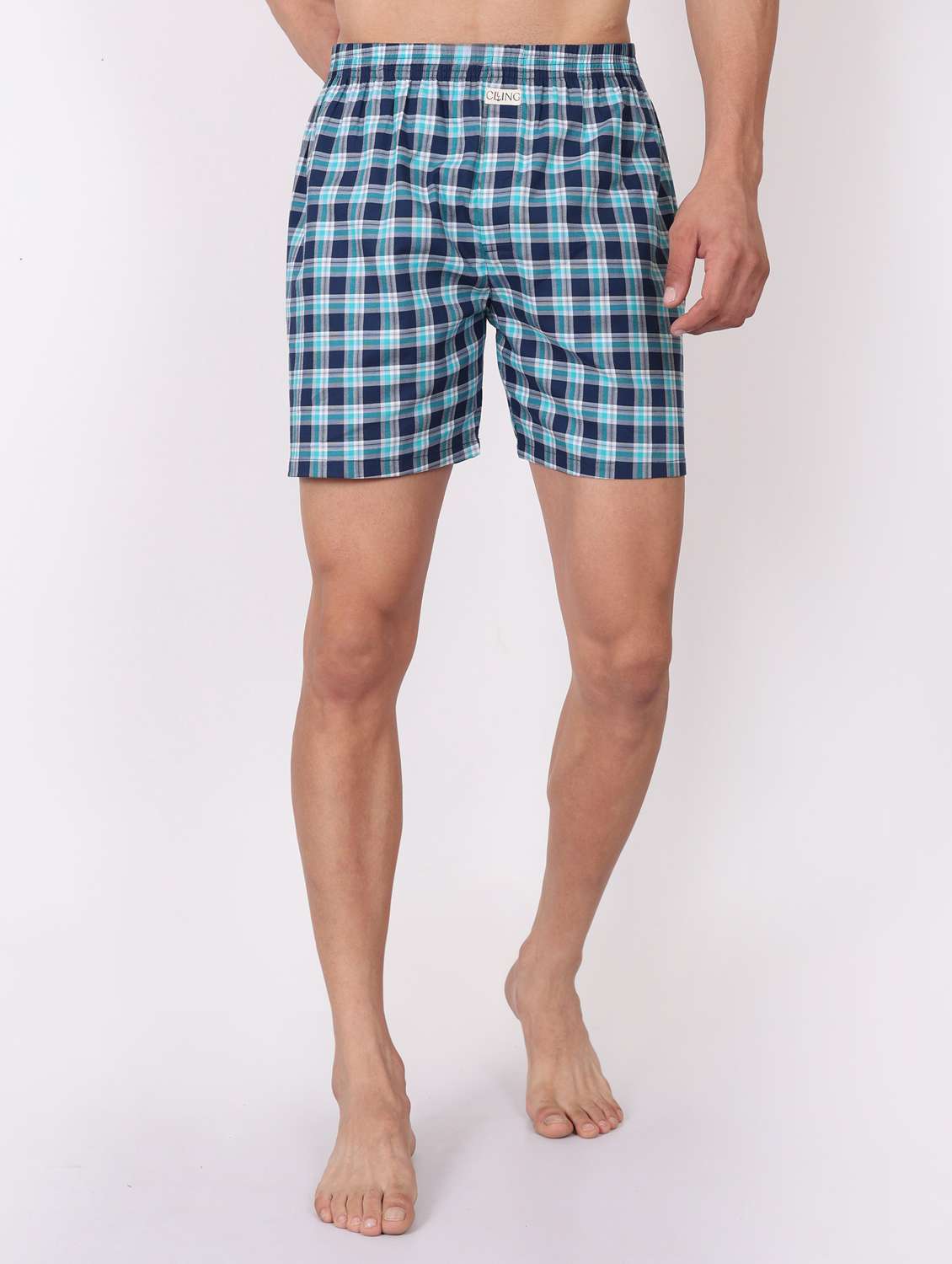 men checkered mid rise loungewear boxer