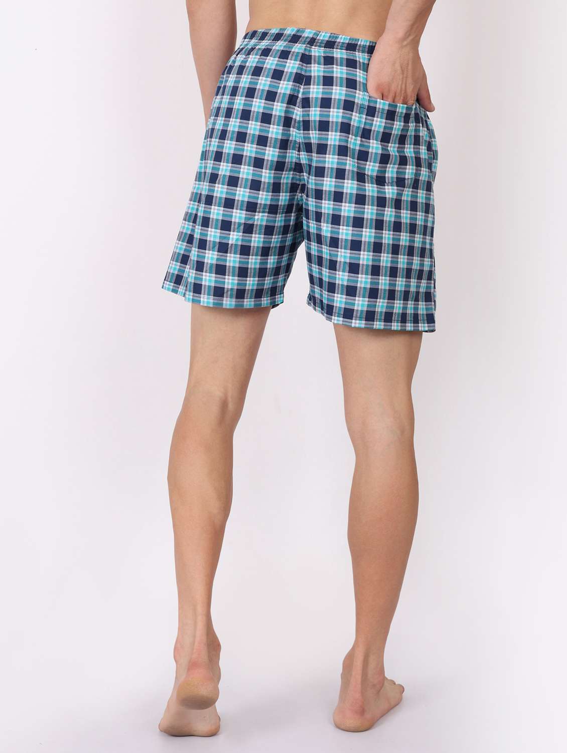 men checkered mid rise loungewear boxer - 22020298 -  Standard Image - 3