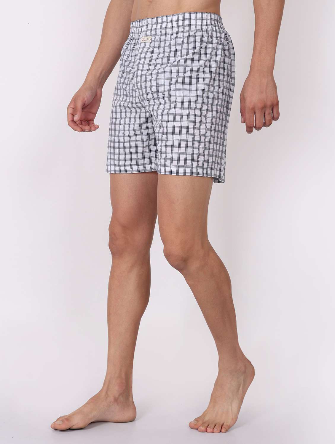 men checkered mid rise loungewear boxer - 22020304 -  Standard Image - 3