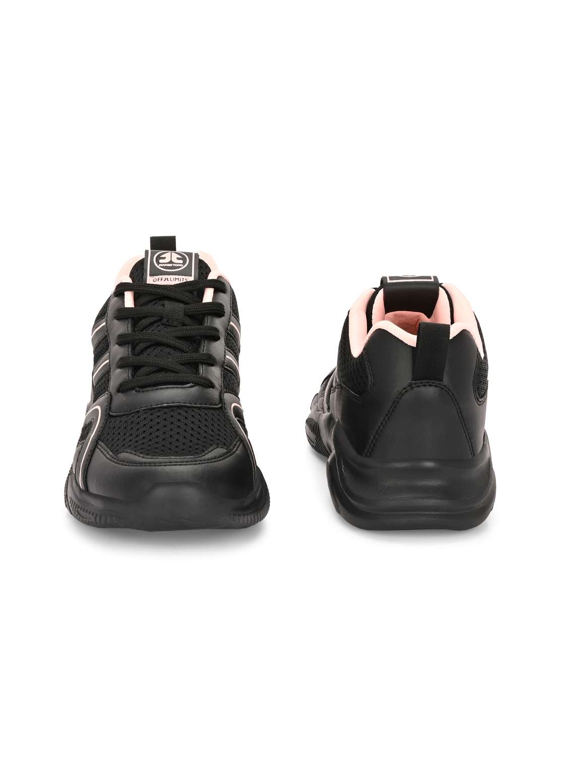 black synthetic & mesh laceup sports shoes - 22020314 - Standard Image - 3