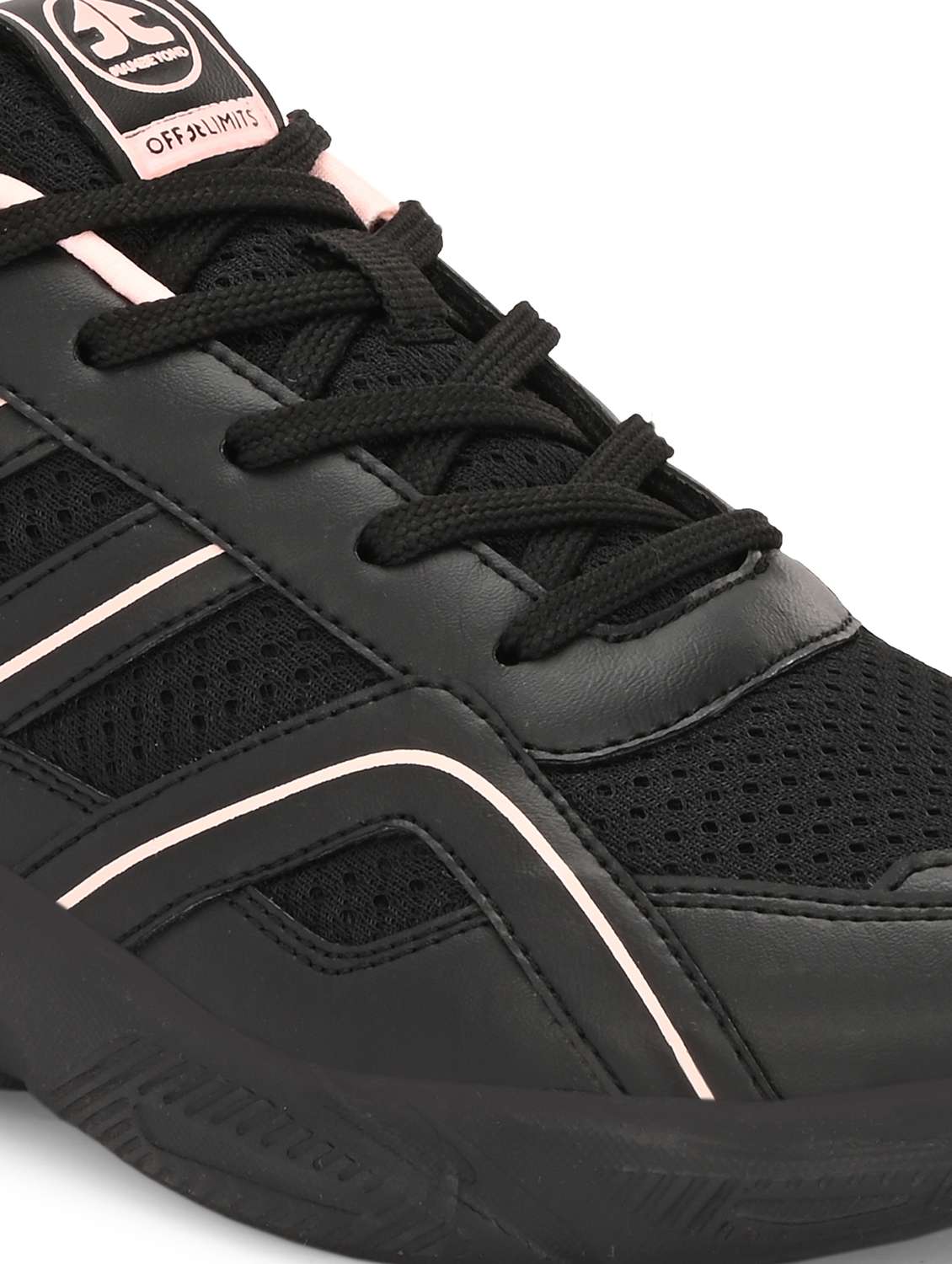 black synthetic & mesh laceup sports shoes - 22020314 - Standard Image - 5
