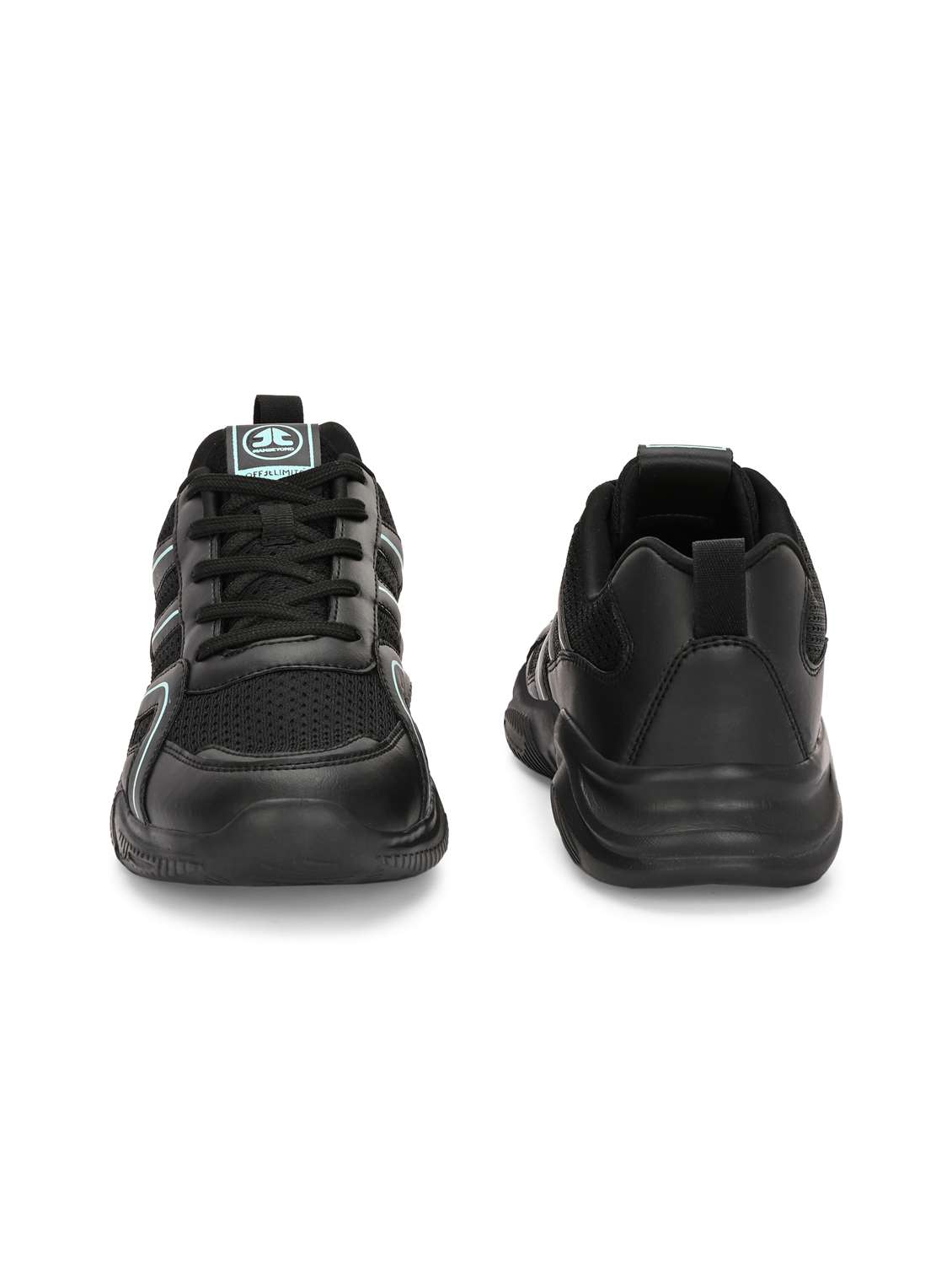 black synthetic & mesh laceup sports shoes - 22020315 -  Standard Image - 3