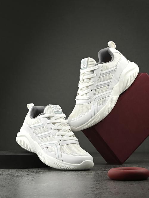 off white flyknit laceup sports shoes - 22020319 - Standard Image - 0