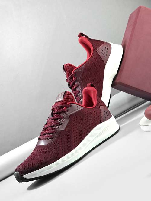 maroon flyknit laceup sports shoes - 22020325 -  Standard Image - 0