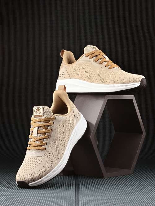 beige flyknit laceup sports shoes - 22020326 -  Standard Image - 0