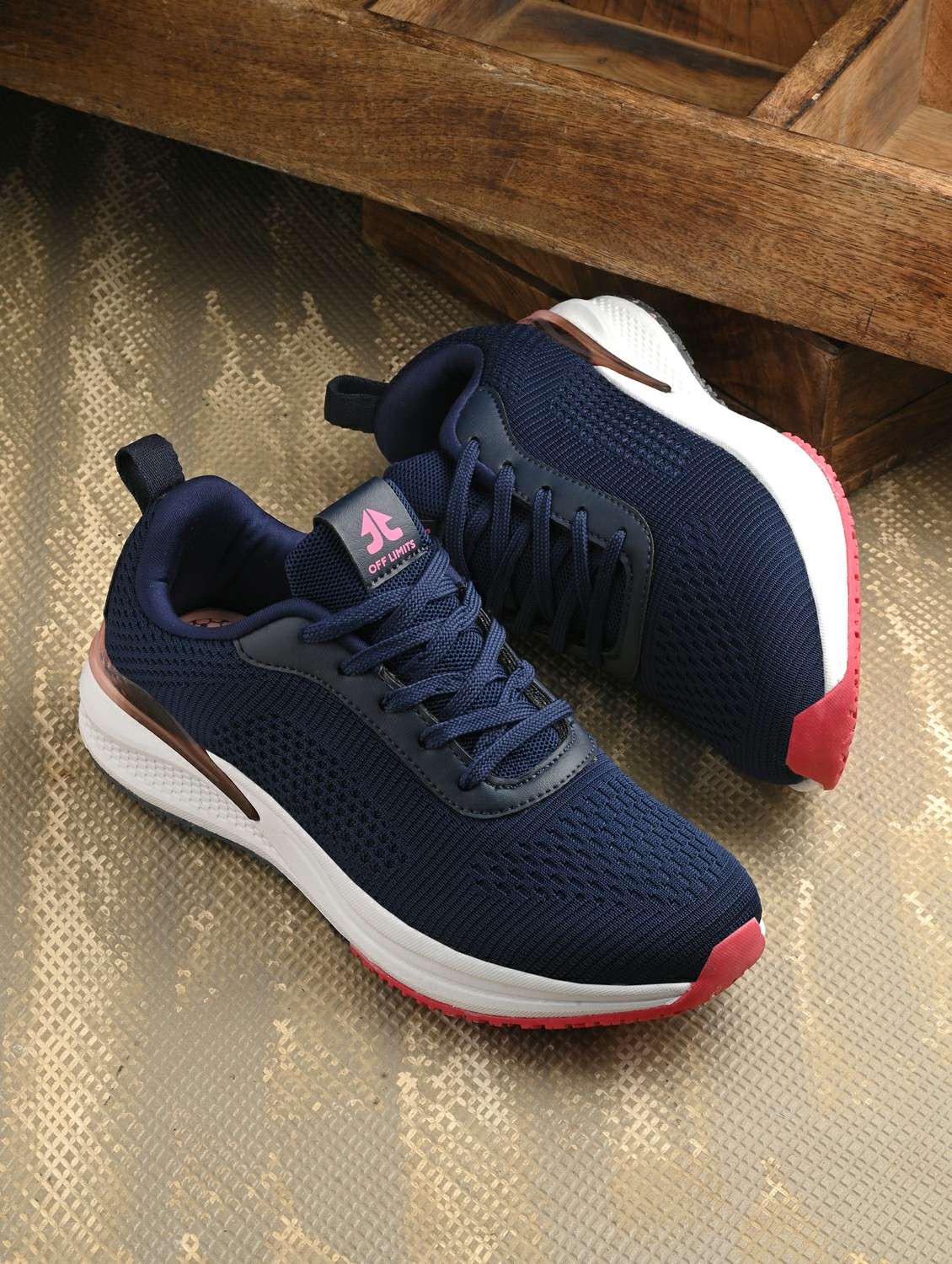 navy blue flyknit laceup sports shoes