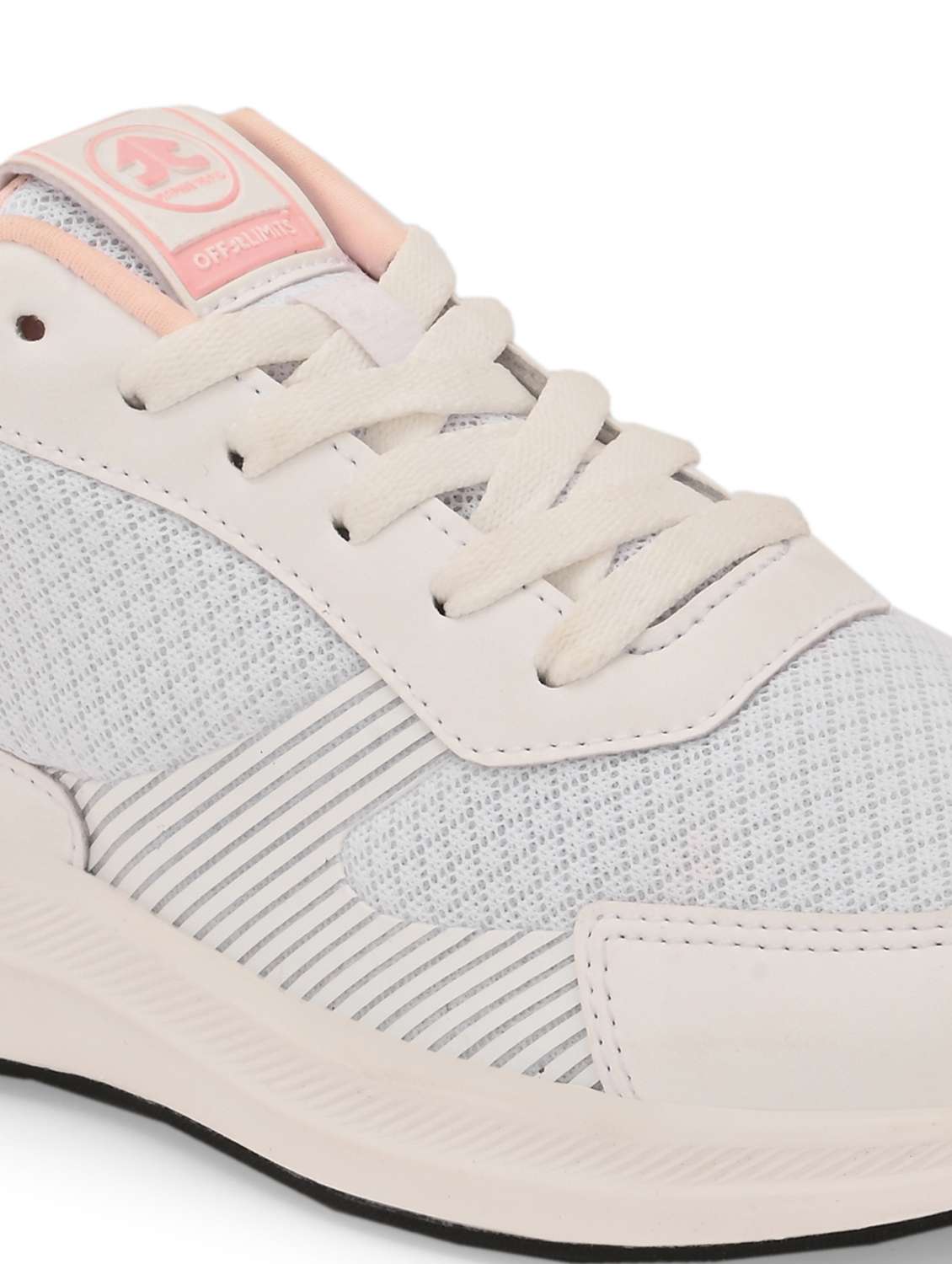 off white synthetic & mesh laceup sports shoes - 22020368 -  Standard Image - 5