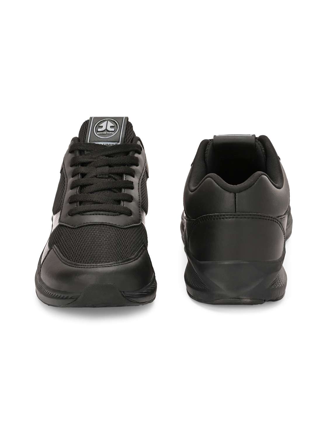 black synthetic & mesh laceup sports shoes - 22020369 -  Standard Image - 3